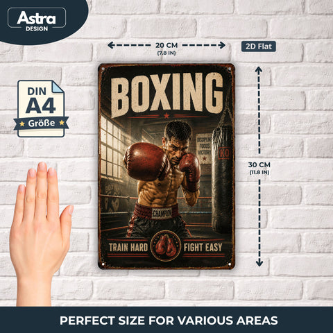 Blechschild 20x30cm – Boxing Train Hard Fight Easy Fitness Schild