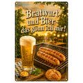 Blechschild 20x30cm – Bratwurst und Bier – das gönn ich mir Grillspruch