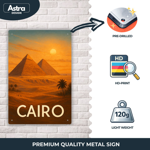 Blechschild 20x30cm – Cairo Pyramiden Wüstenlandschaft klassisches Stadtmotiv