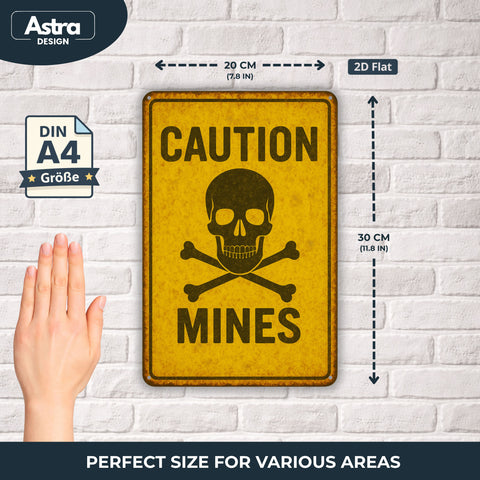 Blechschild 20x30cm – Caution Mines