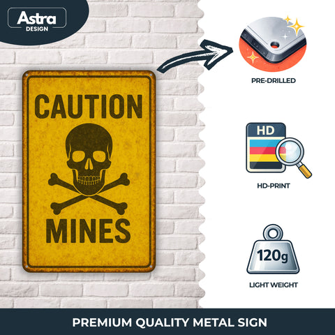 Blechschild 20x30cm – Caution Mines