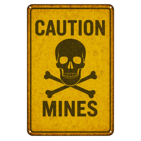 Blechschild Caution Mines