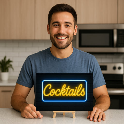 Cocktails LED Sign Blechschild