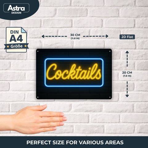 Cocktails LED Sign Blechschild - 20x30cm