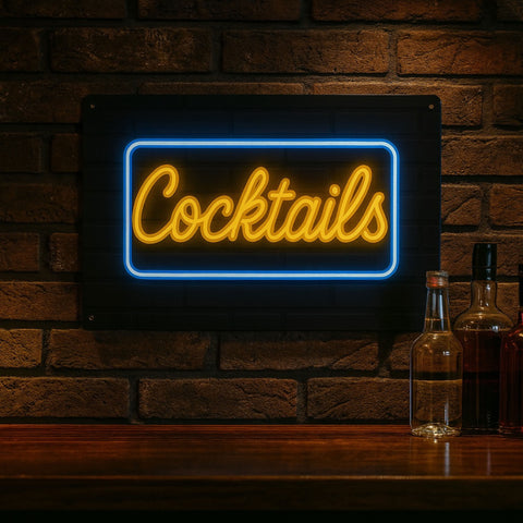 Cocktails LED Sign Blechschild - 20x30cm