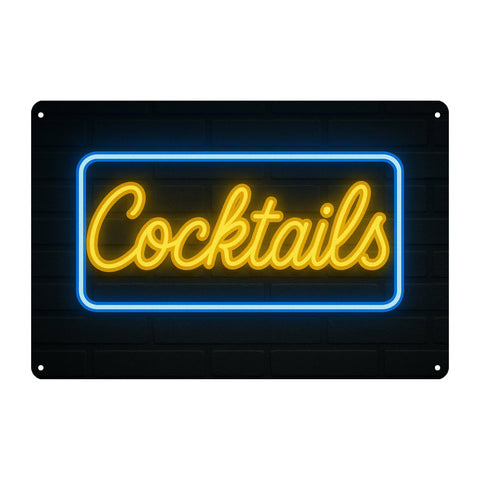 Cocktails LED Sign Blechschild