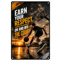 Blechschild 20x30cm – Earn Your Respect Basketball Motivation Streetball Sport