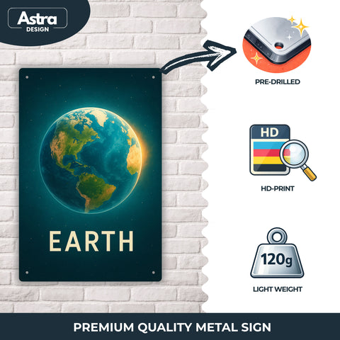 Blechschild 20x30cm – Planet Erde Earth Weltraum Motiv