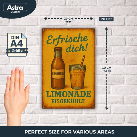 Blechschild 20x30cm – Erfrische dich! Limonade Eisgekühlt
