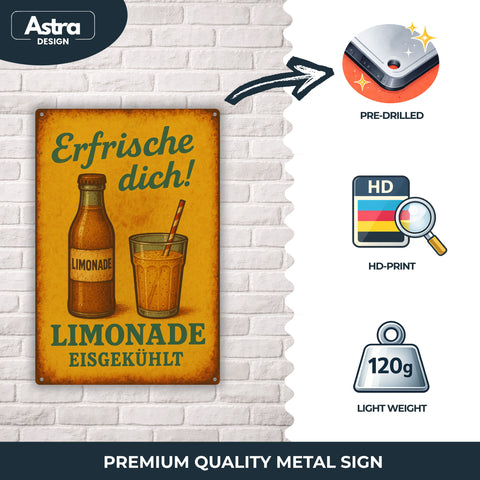 Blechschild 20x30cm – Erfrische dich! Limonade Eisgekühlt