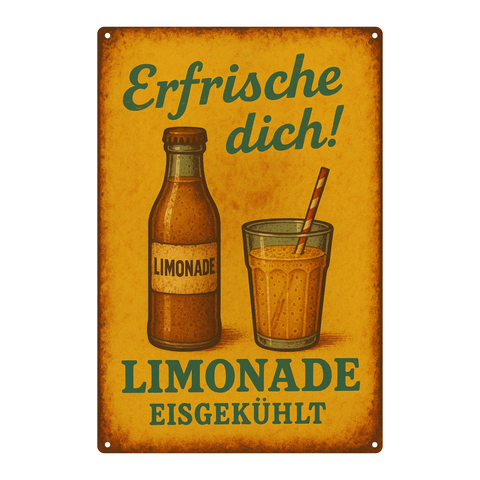 Blechschild erfrische dich Limonade