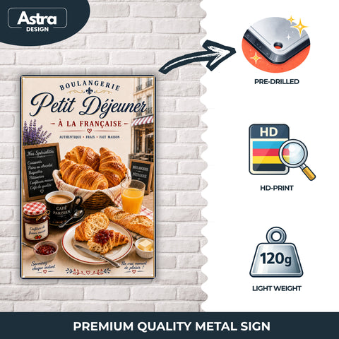 Blechschild 20x30cm – Petit Déjeuner Französisches Frühstück