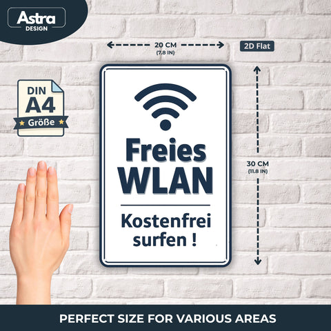 Blechschild 20x30cm – Freies WLAN Hinweis Schild Modern