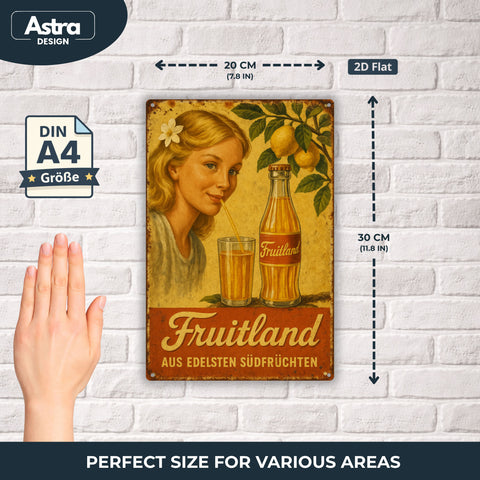 Blechschild 20x30cm – Fruitland Aus edelsten Südfrüchten
