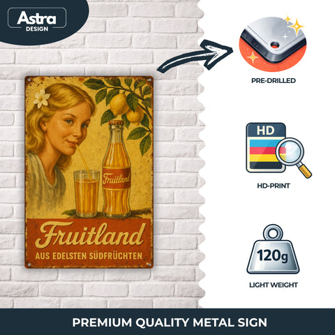 Blechschild 20x30cm – Fruitland Aus edelsten Südfrüchten