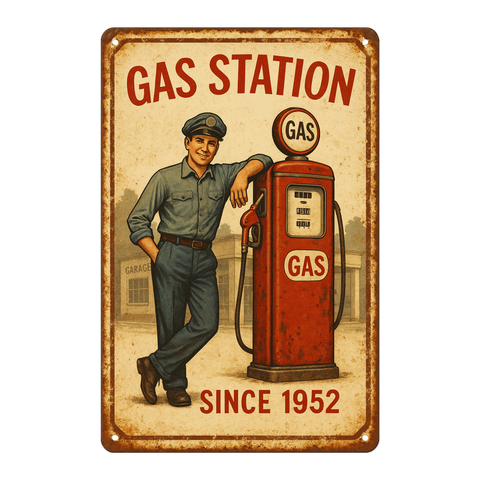 Blechschild Gas Station
