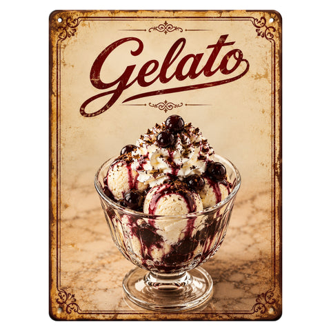 Blechschild 20x30cm – Gelato Amarena Eisbecher