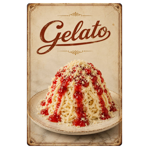 Blechschild 20x30cm – Gelato Spaghetti Eis Italienisches Eis Dessert Eisdiele Vintage