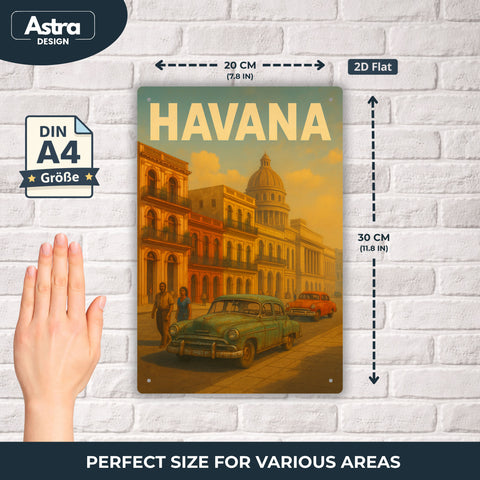 Blechschild 20x30 cm – Havana Kuba Retro Stadtmotiv