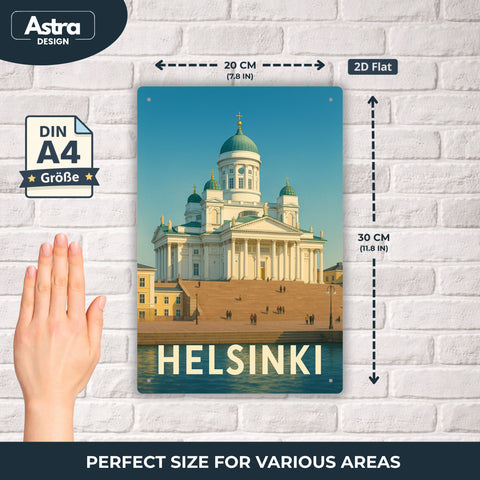Blechschild 20x30cm – Helsinki Dom klassisches Stadtmotiv