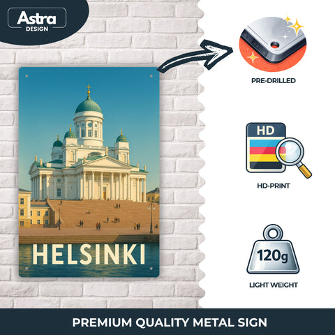 Blechschild 20x30cm – Helsinki Dom klassisches Stadtmotiv