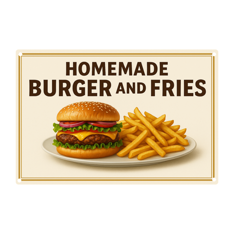 Blechschild Homemade Burger Fries