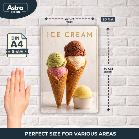 Blechschild 20x30cm – Ice Cream Eiswaffeln Gelato Eisdiele Eiscreme Sommer Deko
