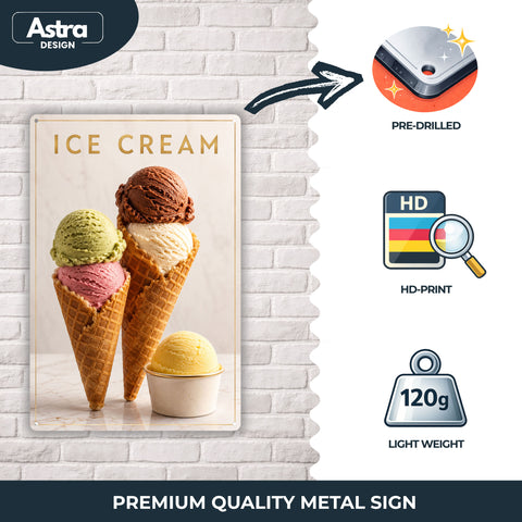 Blechschild 20x30cm – Ice Cream Eiswaffeln Gelato Eisdiele Eiscreme Sommer Deko