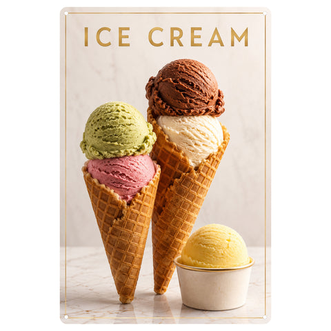 Blechschild 20x30cm – Ice Cream Eiswaffeln Gelato Eisdiele Eiscreme Sommer Deko
