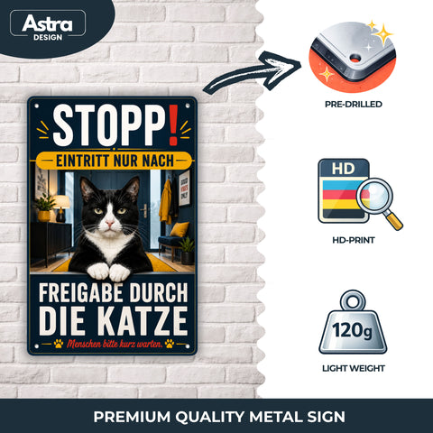 Blechschild 20x30cm – Katze Stopp Dekoschild