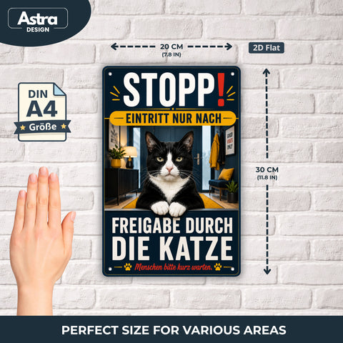 Blechschild 20x30cm – Katze Stopp Dekoschild