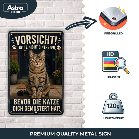 Blechschild 20x30cm – Katze Vorsicht Dekoschild