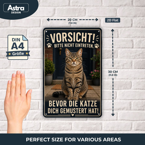 Blechschild 20x30cm – Katze Vorsicht Dekoschild
