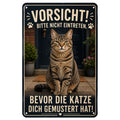 Blechschild 20x30cm – Katze Vorsicht Dekoschild