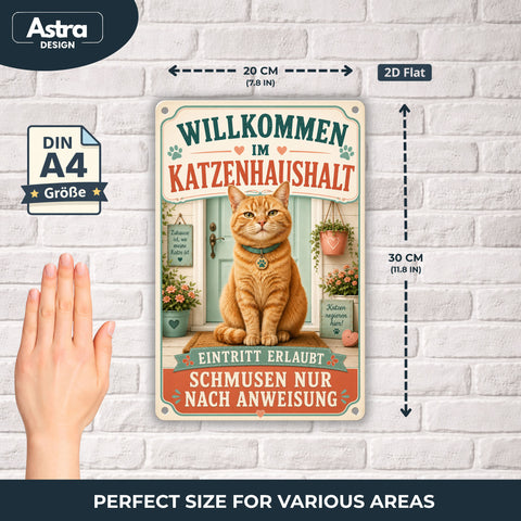 Blechschild 20x30cm – Katze Katzenhaushalt Dekoschild