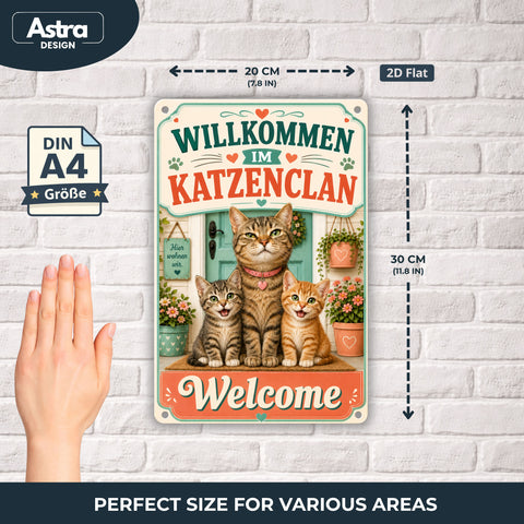 Blechschild 20x30cm – Katzenclan Willkommen Dekoschild