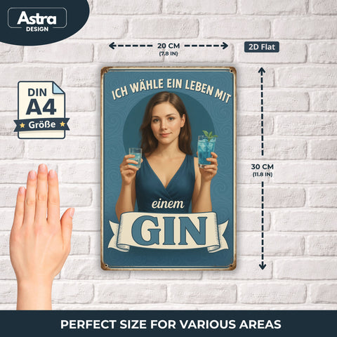 Blechschild 20x30cm – Leben mit Gin
