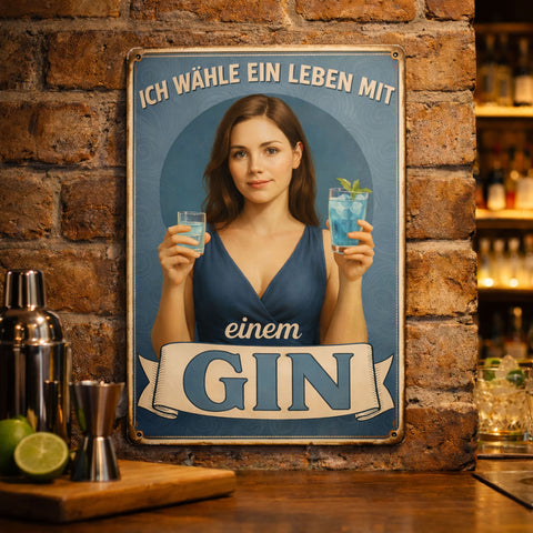 Blechschild 20x30cm – Leben mit Gin