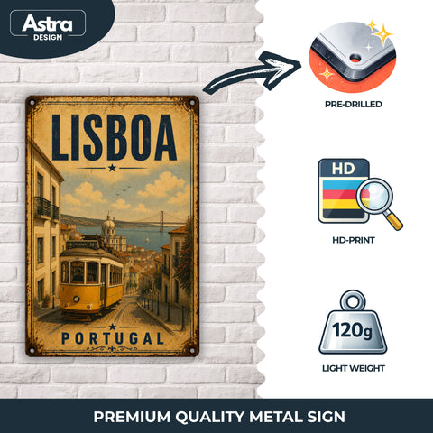 Blechschild 20x30cm – Lissabon Portugal Straßenbahn Tram