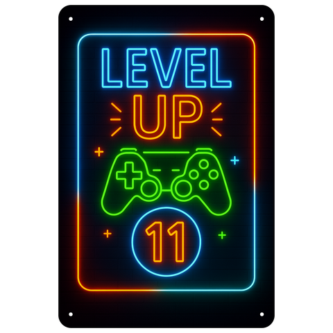 Blechschild Level UP 11