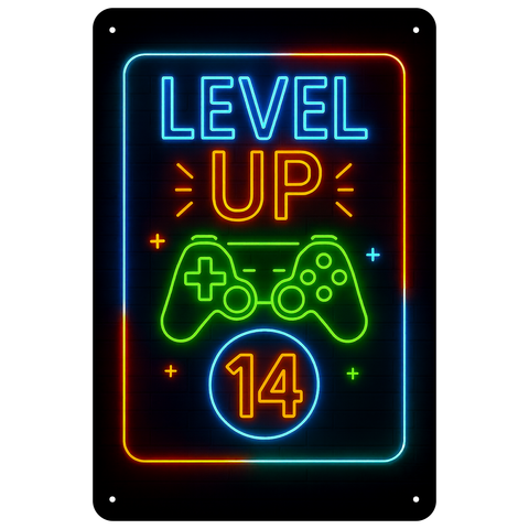 Blechschild Level UP 14