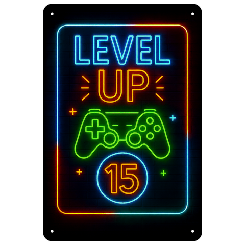 Blechschild Level UP 15