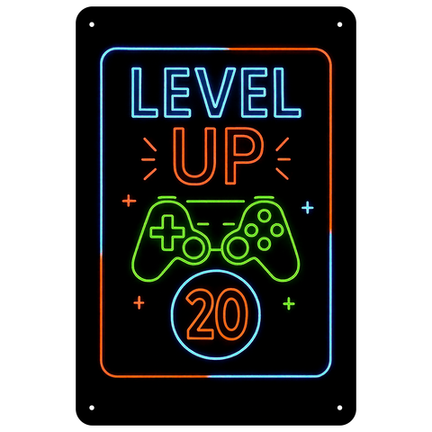 Blechschild Level UP 20