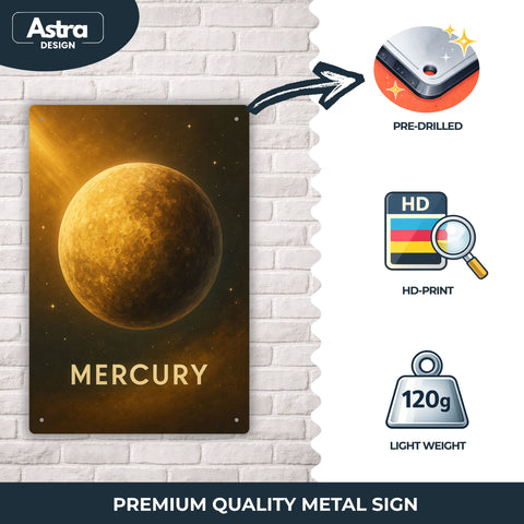 Blechschild 20x30cm – Mercury Planet Astronomie Wanddeko