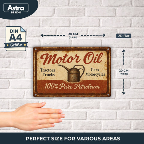 Blechschild 20x30cm – Motor Oil 100% Pure Petroleum