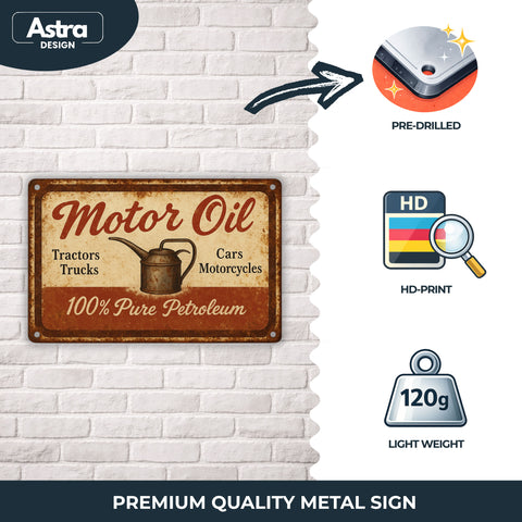 Blechschild 20x30cm – Motor Oil 100% Pure Petroleum
