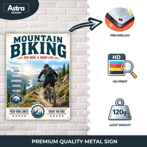 Blechschild 20x30cm – Mountain Biking Ride More Worry Less Schild