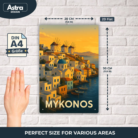 Blechschild 20x30cm – Mykonos Mittelmeer