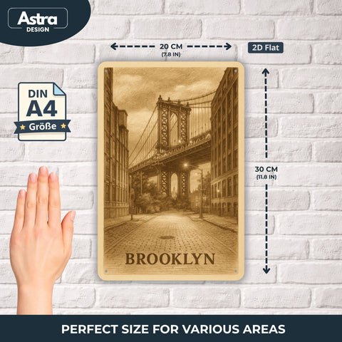 Blechschild 20x30cm – Brooklyn Manhattan Bridge Vintage Stadtmotiv
