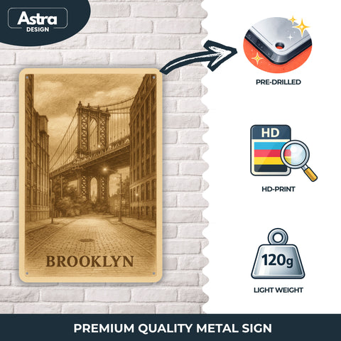 Blechschild 20x30cm – Brooklyn Manhattan Bridge Vintage Stadtmotiv